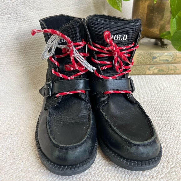 Polo by Ralph Lauren Black Ranger Lace Up Boots - Picture 3 of 9